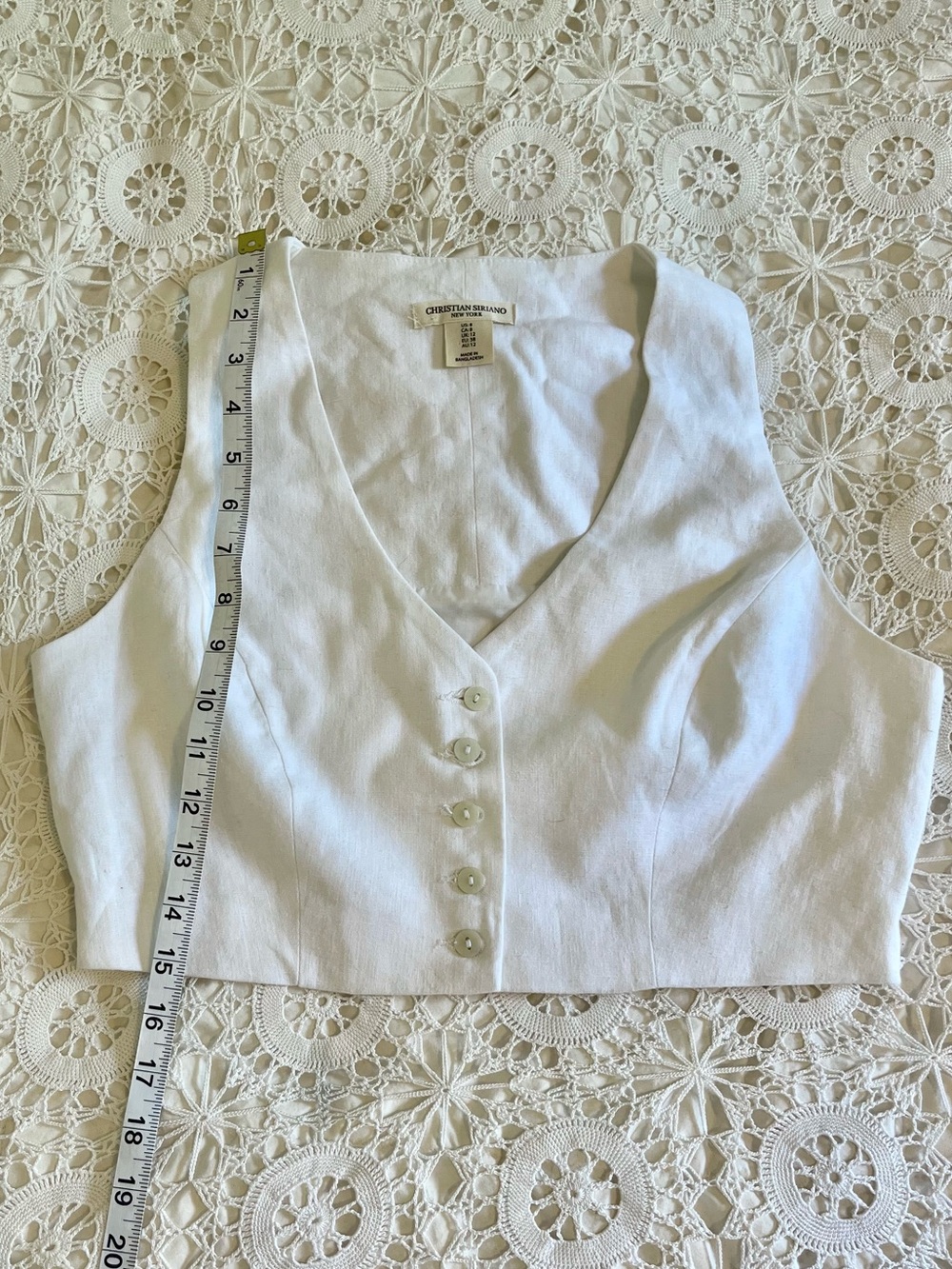 Christian Seriano white linen button-up vest top - Picture 4 of 7